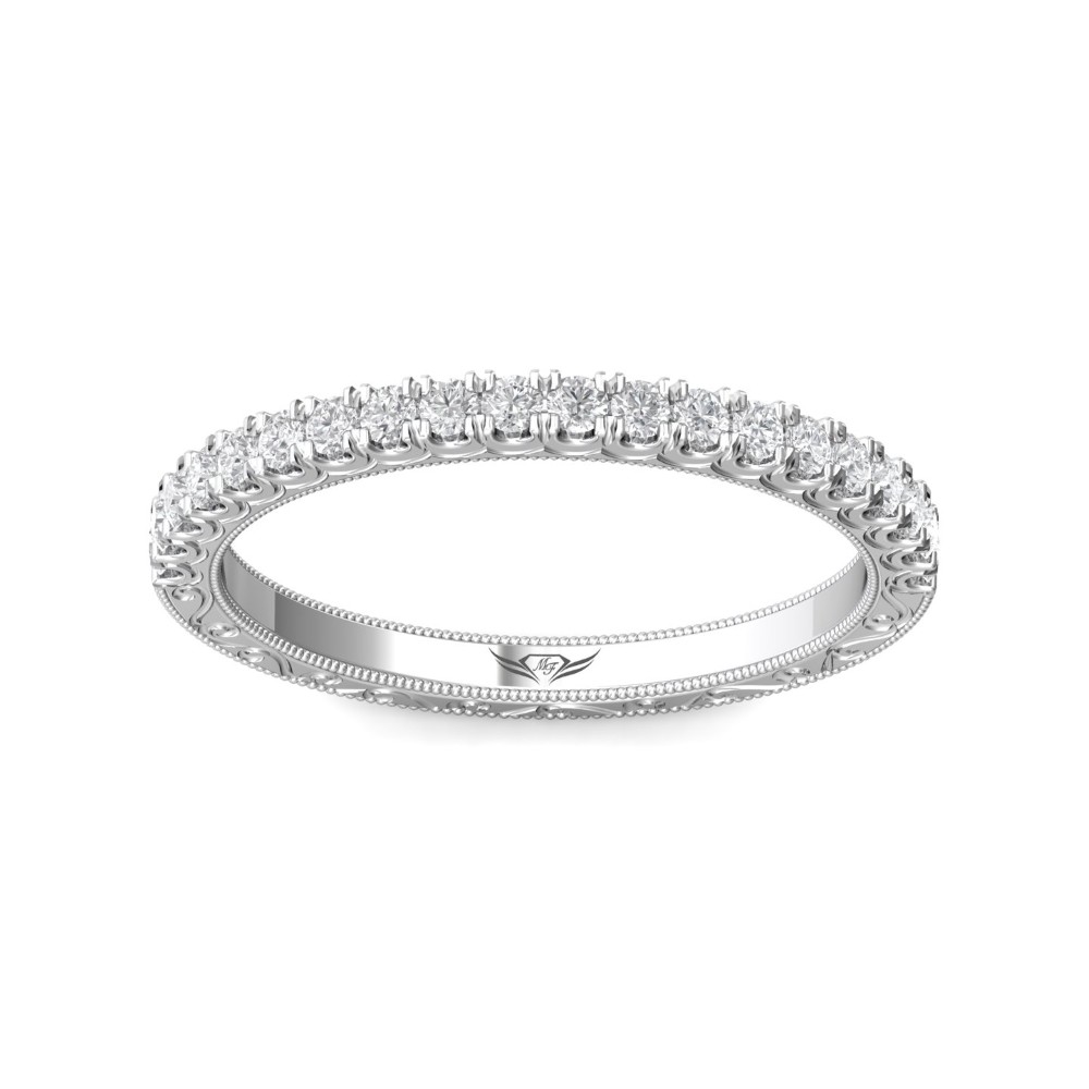 FlyerFit® 14K White Gold Vintage Wedding Band