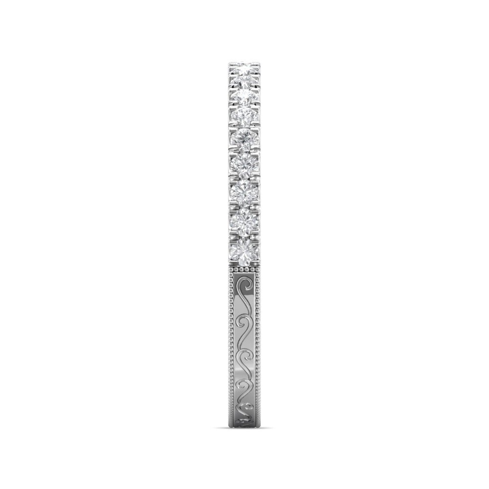 FlyerFit® 14K White Gold Vintage Wedding Band