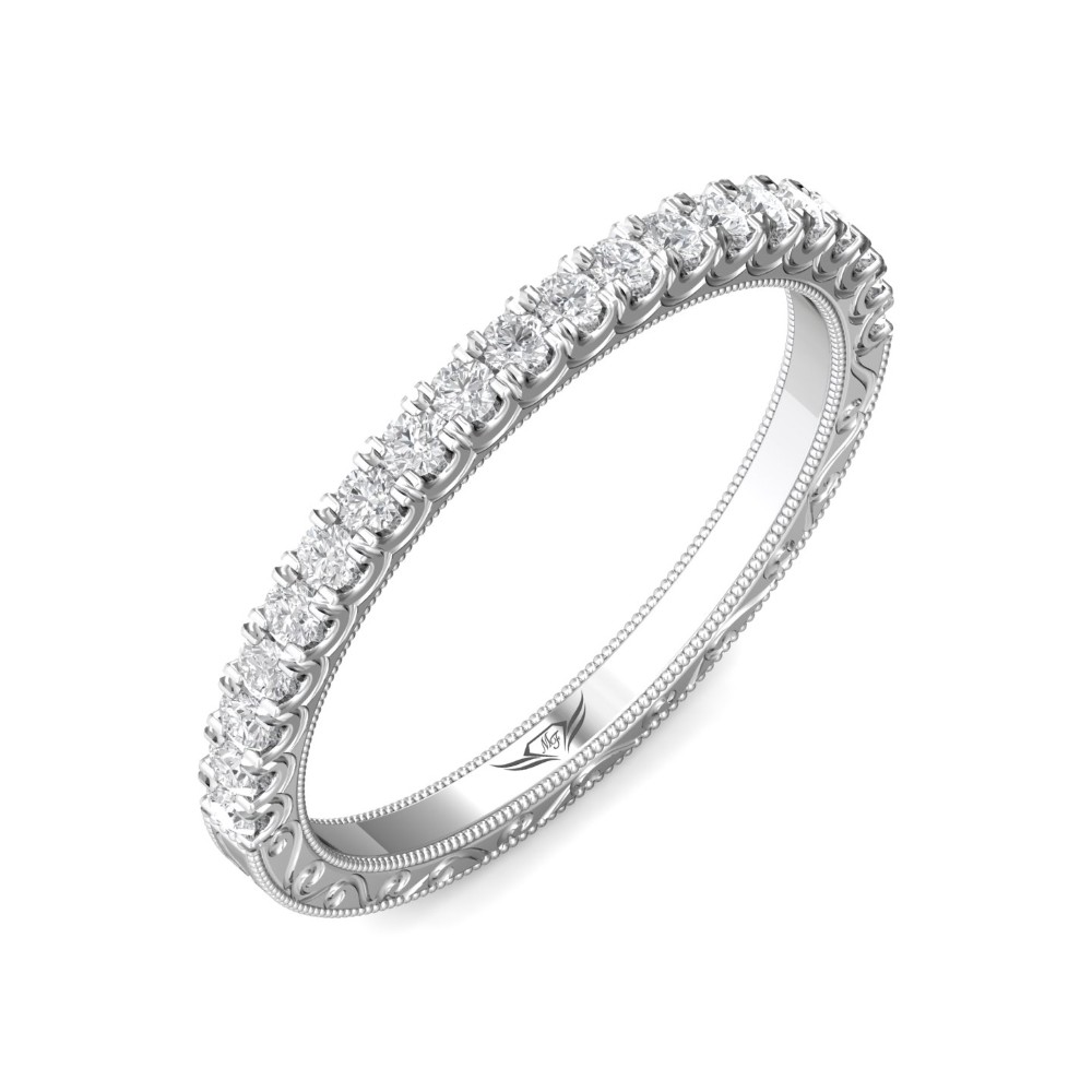 FlyerFit® 14K White Gold Vintage Wedding Band