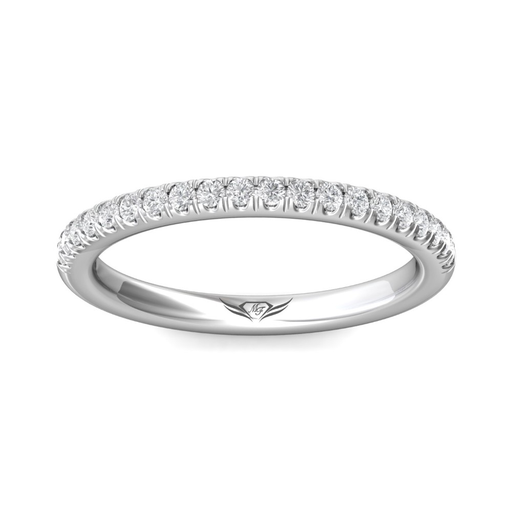 FlyerFit® 14K White Gold Micropave Cutdown Wedding Band