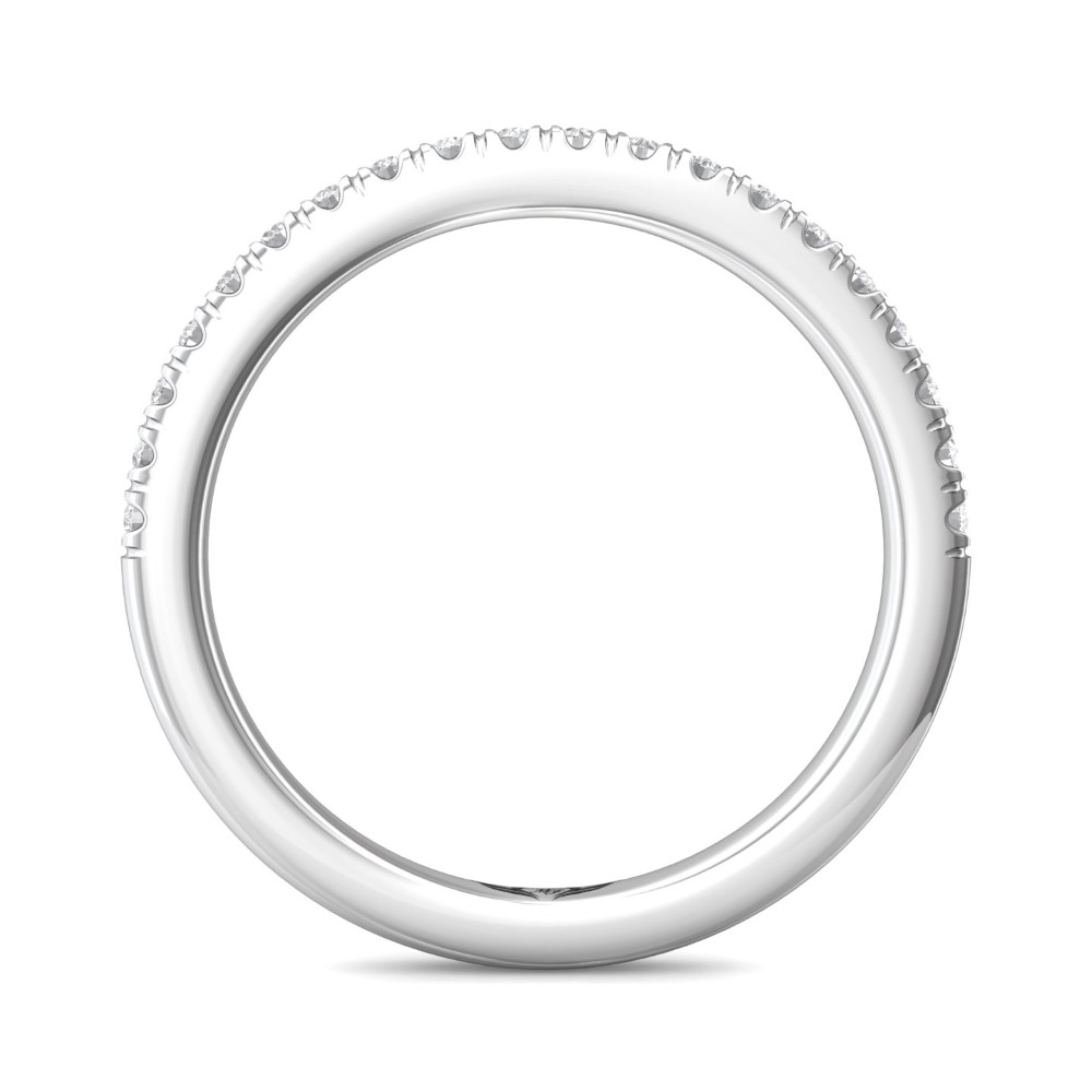 FlyerFit® 14K White Gold Micropave Cutdown Wedding Band