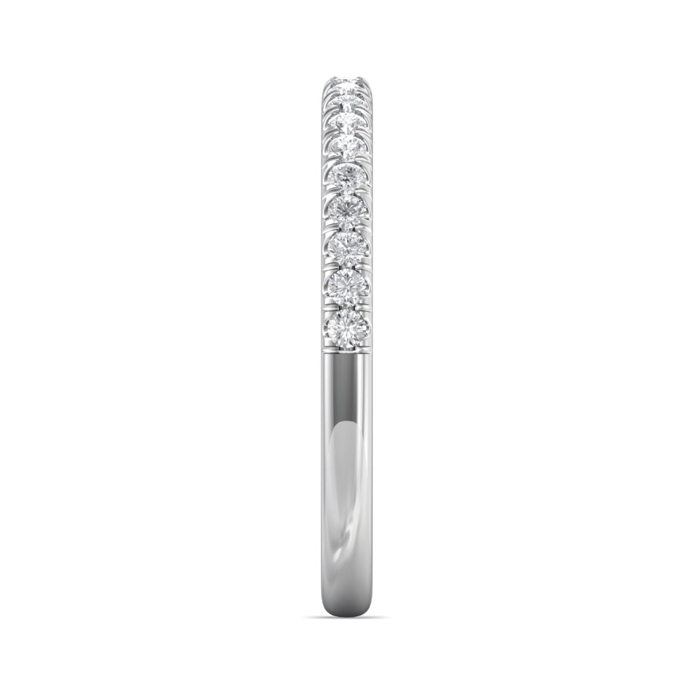 FlyerFit® 14K White Gold Micropave Cutdown Wedding Band