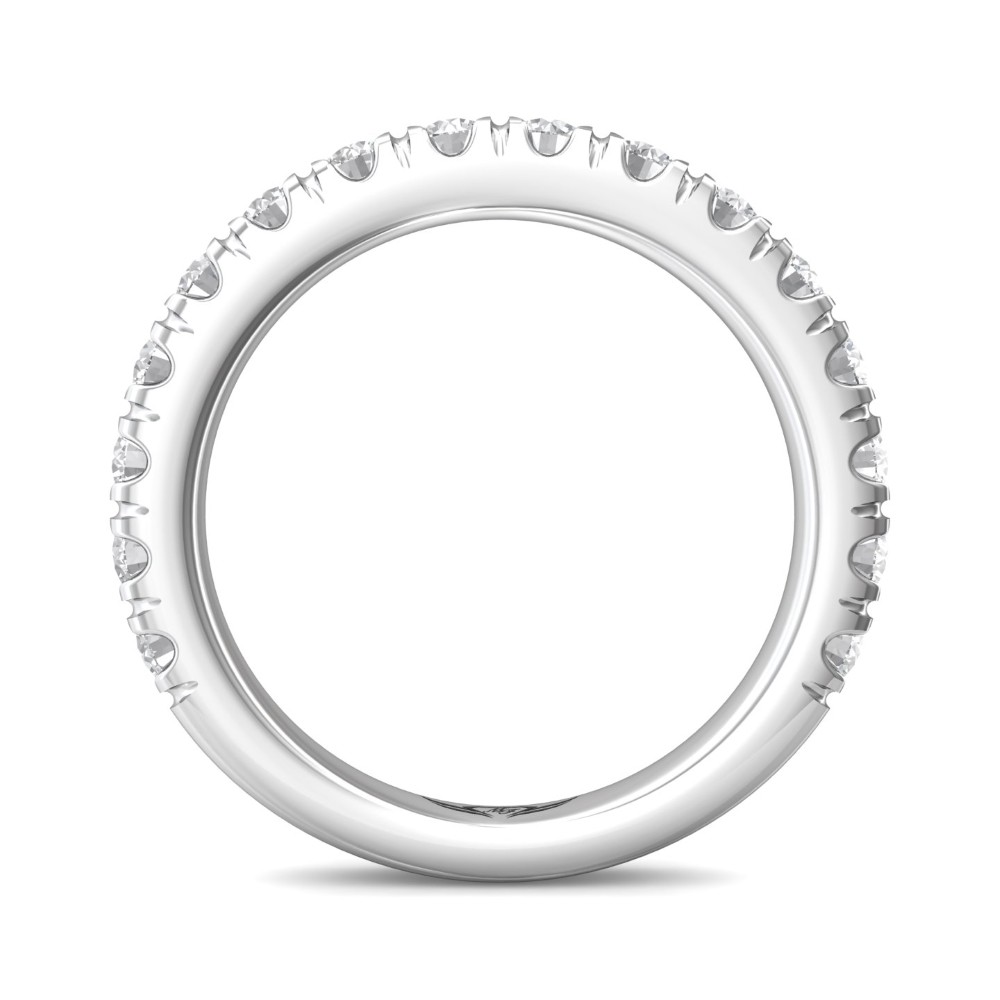 FlyerFit® 14K White Gold Micropave Cutdown Wedding Band