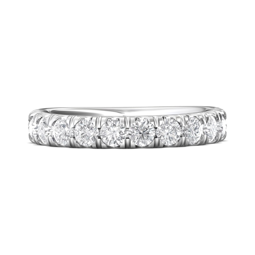 FlyerFit® 14K White Gold Micropave Cutdown Wedding Band