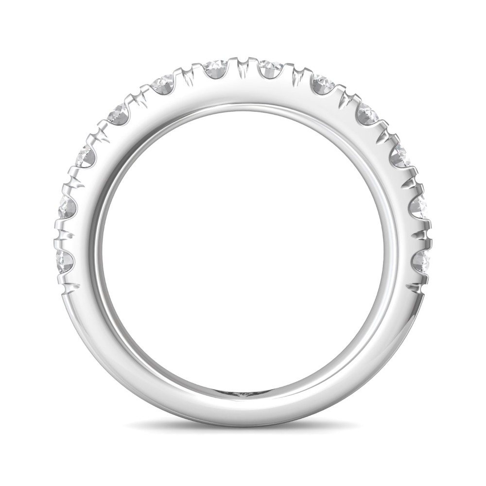 FlyerFit® 14K White Gold Micropave Cutdown Wedding Band