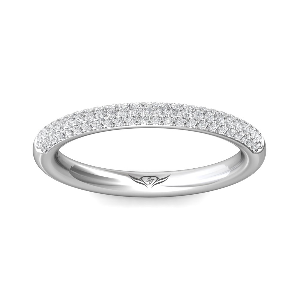 FlyerFit® 14K White Gold Micropave Wedding Band