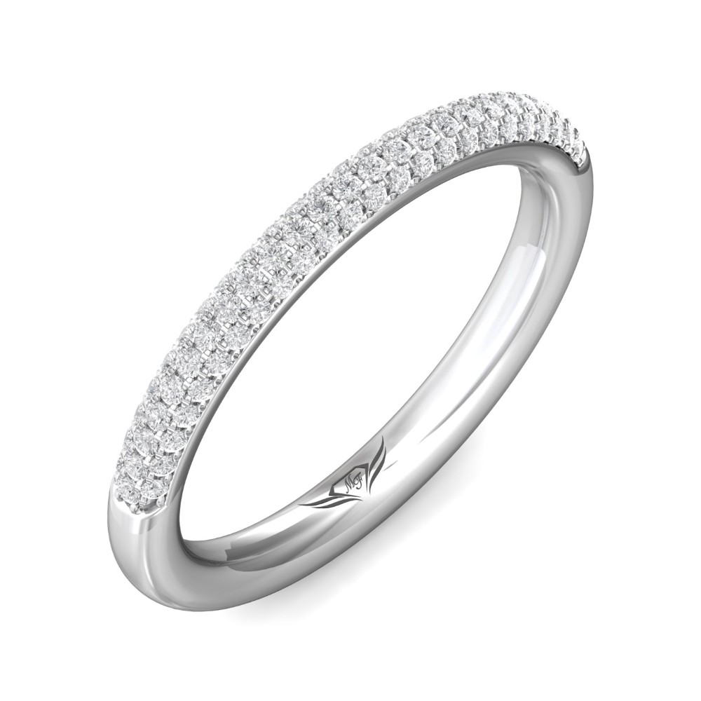 FlyerFit® 14K White Gold Micropave Wedding Band