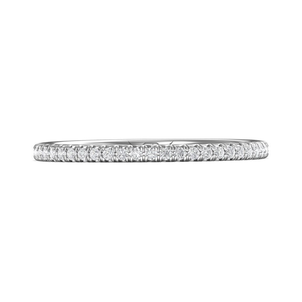 FlyerFit® 14K White Gold Micropave Cutdown Wedding Band