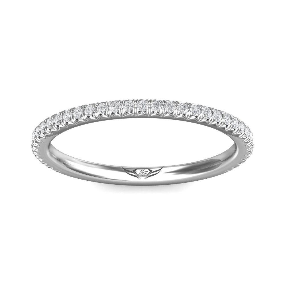 FlyerFit® 14K White Gold Micropave Cutdown Wedding Band