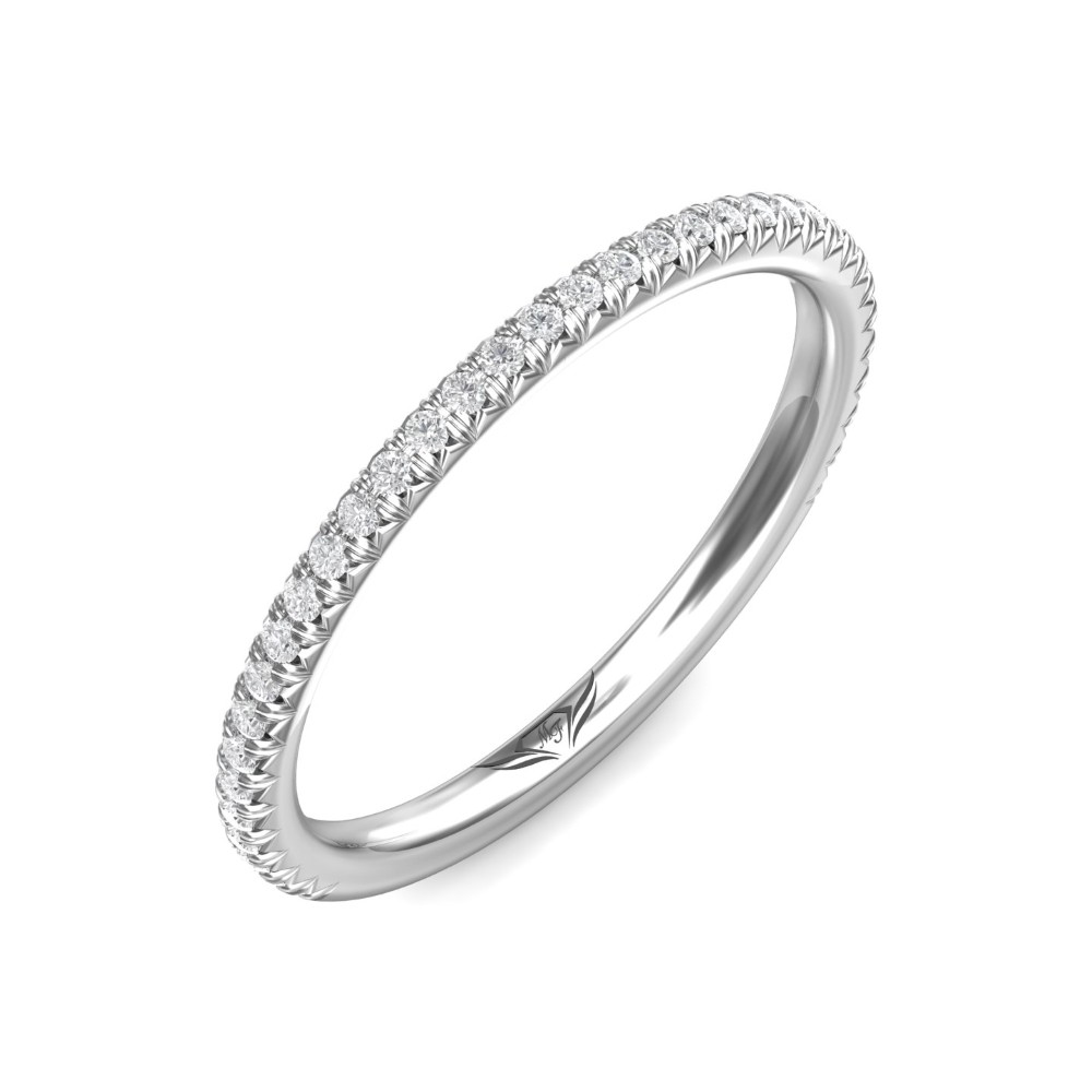 FlyerFit® 14K White Gold Micropave Cutdown Wedding Band