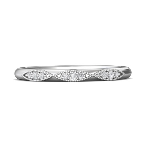 FlyerFit® 14K White Gold Micropave Bead Set Wedding Band