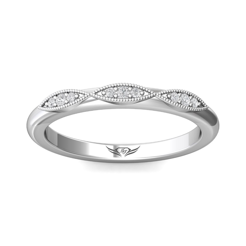 FlyerFit® 14K White Gold Micropave Bead Set Wedding Band