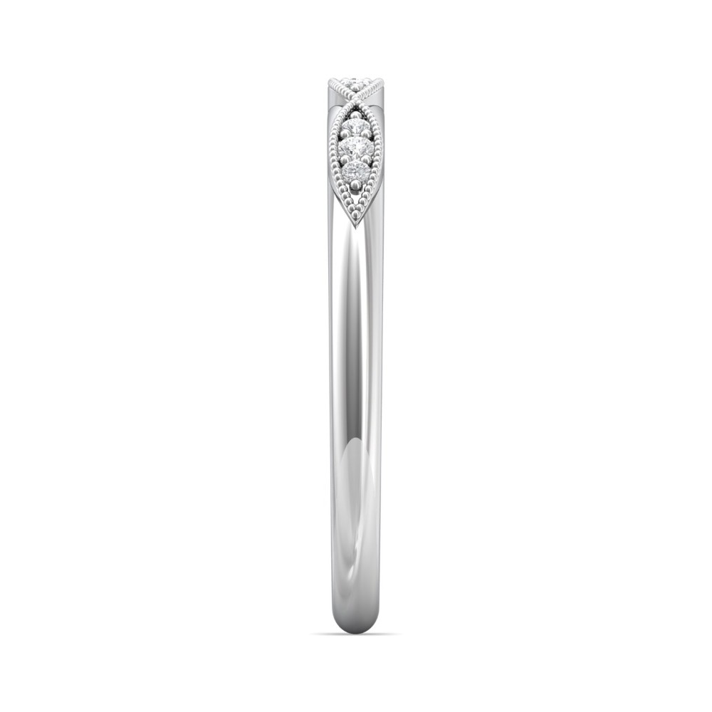 FlyerFit® 14K White Gold Micropave Bead Set Wedding Band