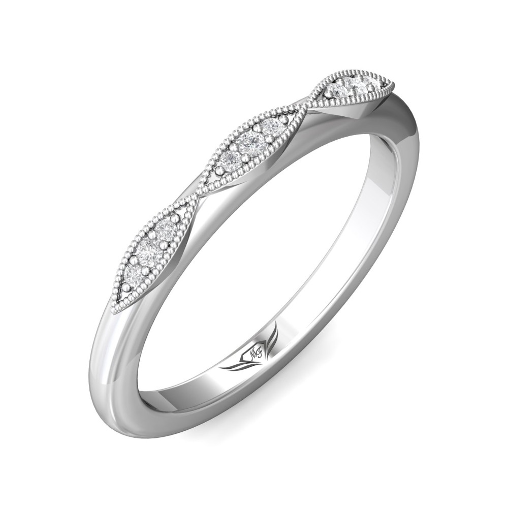 FlyerFit® 14K White Gold Micropave Bead Set Wedding Band