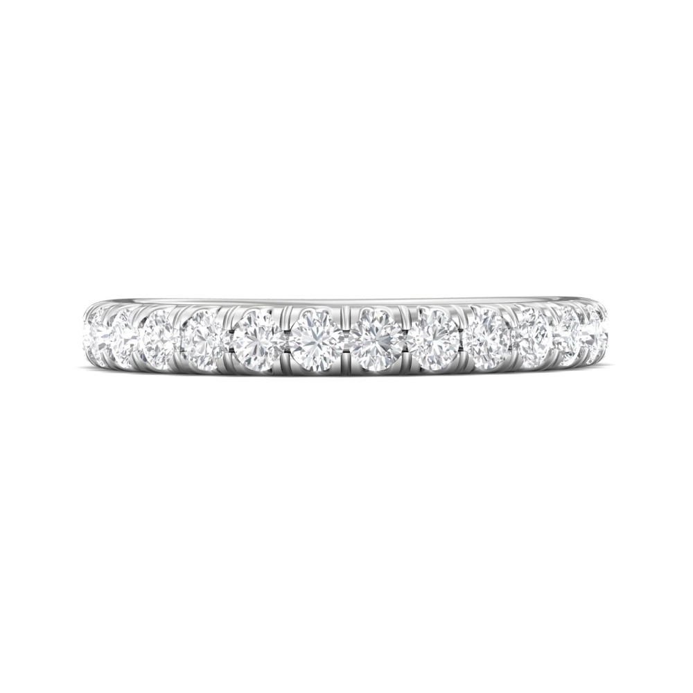 FlyerFit® 14K White Gold Micropave Cutdown Wedding Band