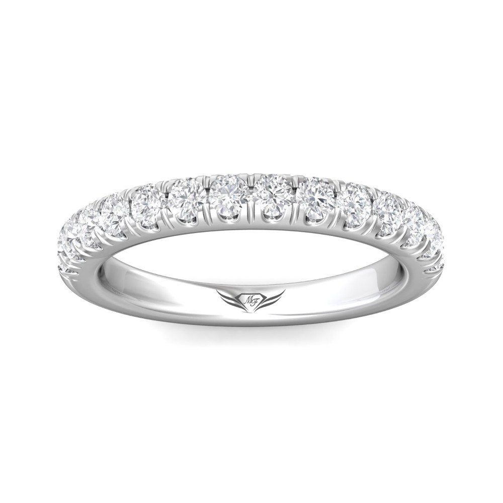 FlyerFit® 14K White Gold Micropave Cutdown Wedding Band