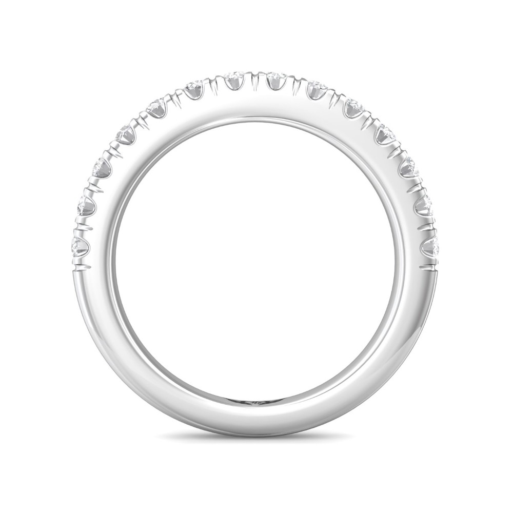 FlyerFit® 14K White Gold Micropave Cutdown Wedding Band