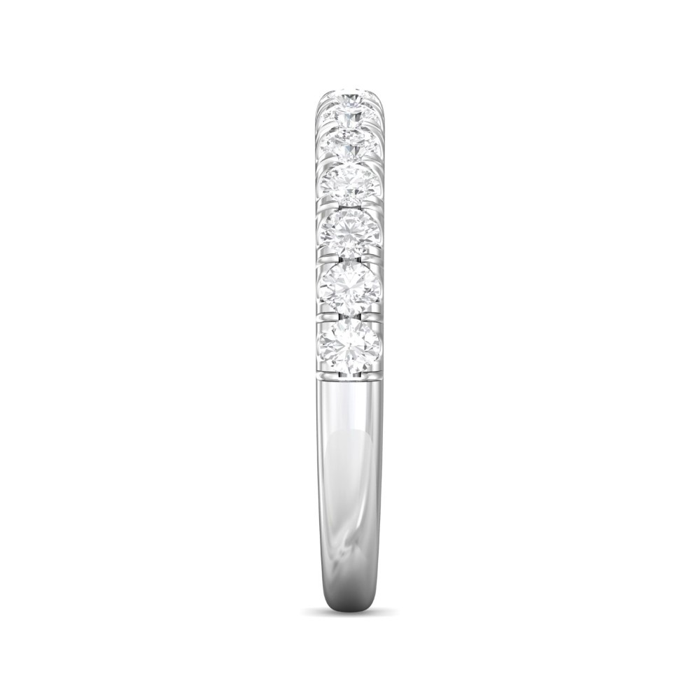 FlyerFit® 14K White Gold Micropave Cutdown Wedding Band