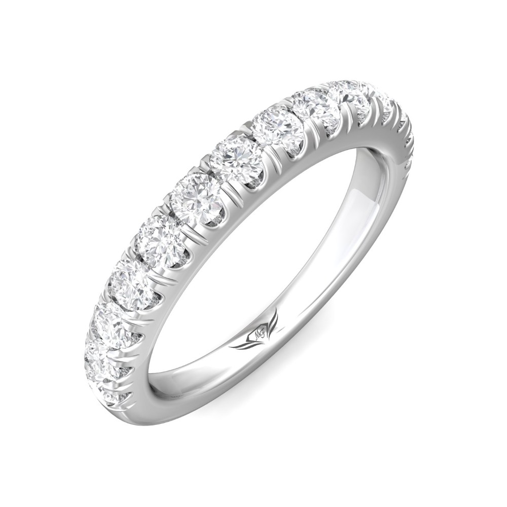 FlyerFit® 14K White Gold Micropave Cutdown Wedding Band