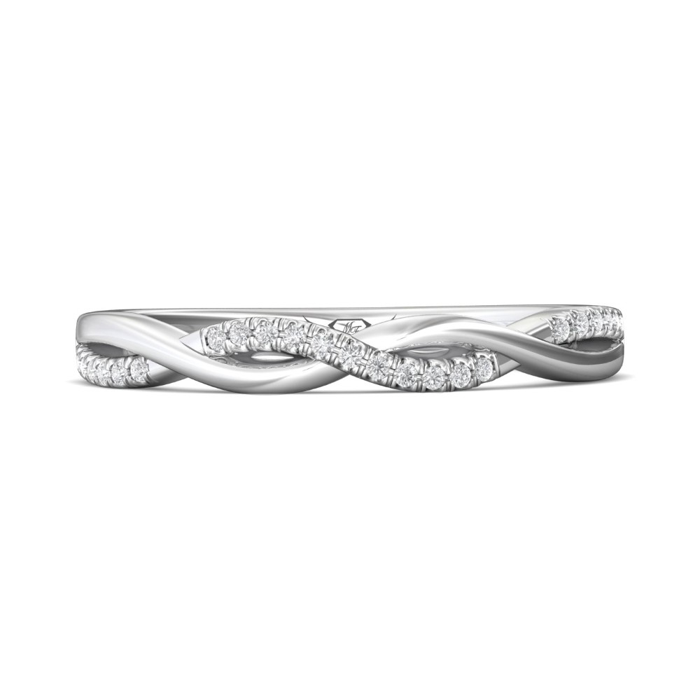 FlyerFit® 14K White Gold Micropave Cutdown Wedding Band