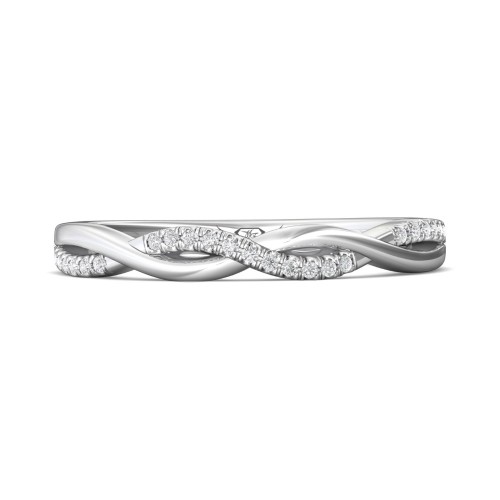 FlyerFit® 14K White Gold Micropave Cutdown Wedding Band