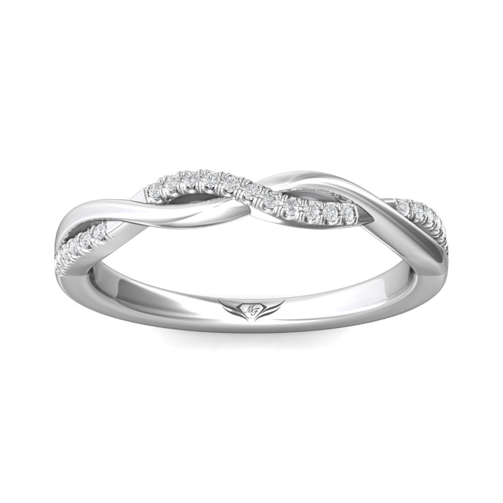 FlyerFit® 14K White Gold Micropave Cutdown Wedding Band