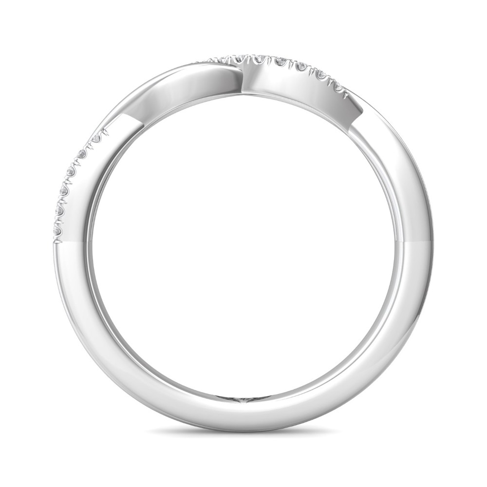 FlyerFit® 14K White Gold Micropave Cutdown Wedding Band
