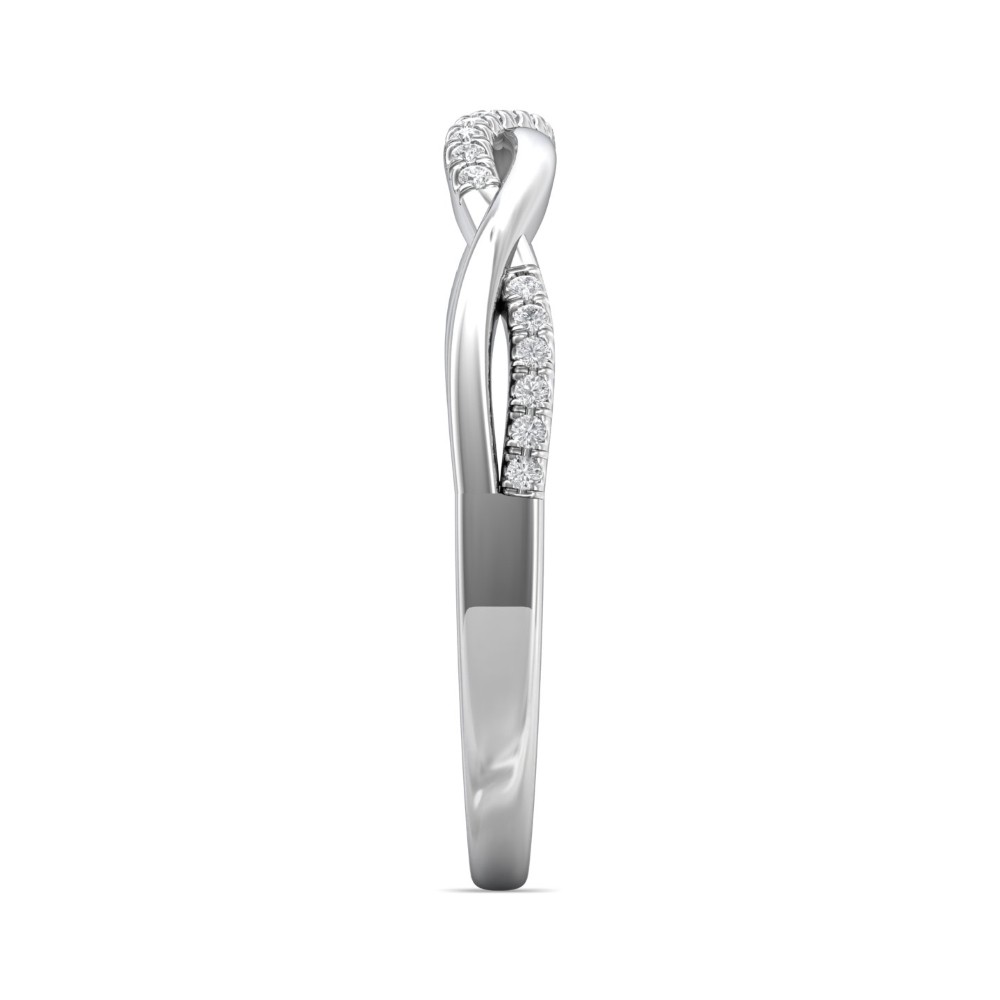 FlyerFit® 14K White Gold Micropave Cutdown Wedding Band