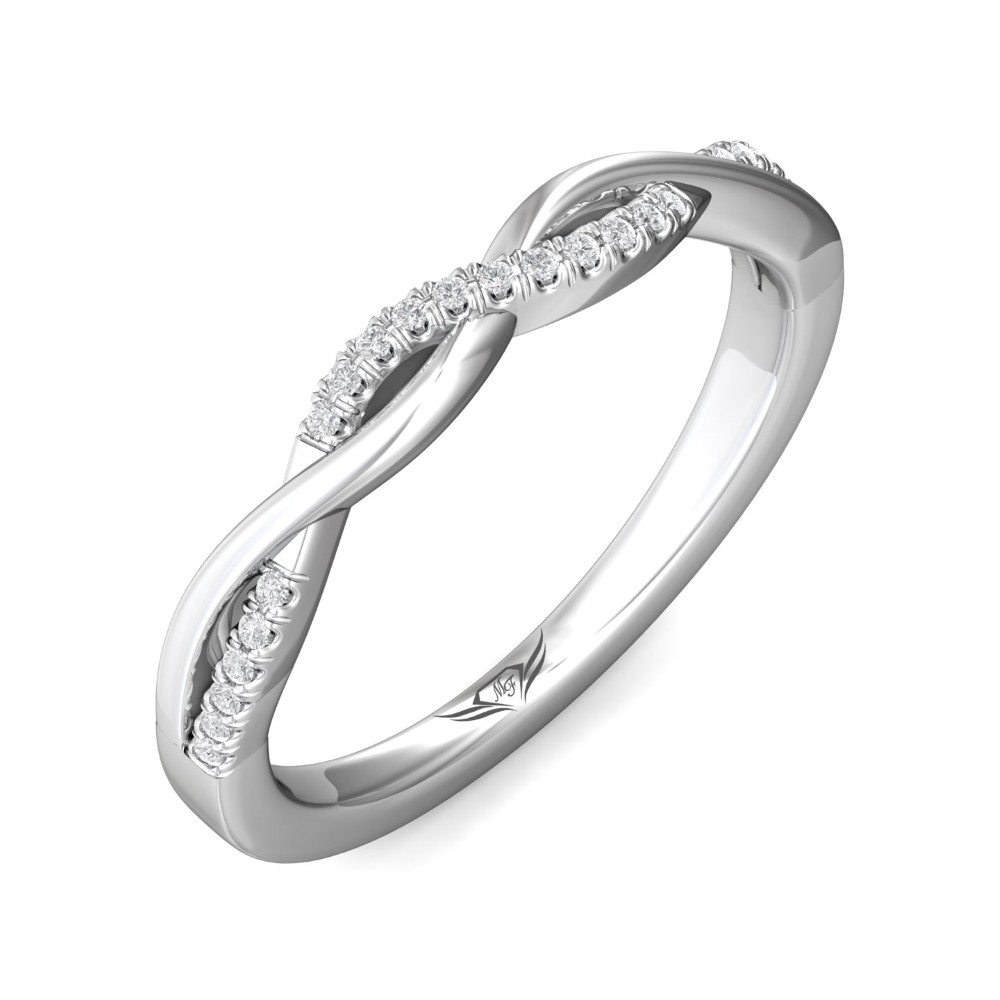 FlyerFit® 14K White Gold Micropave Cutdown Wedding Band