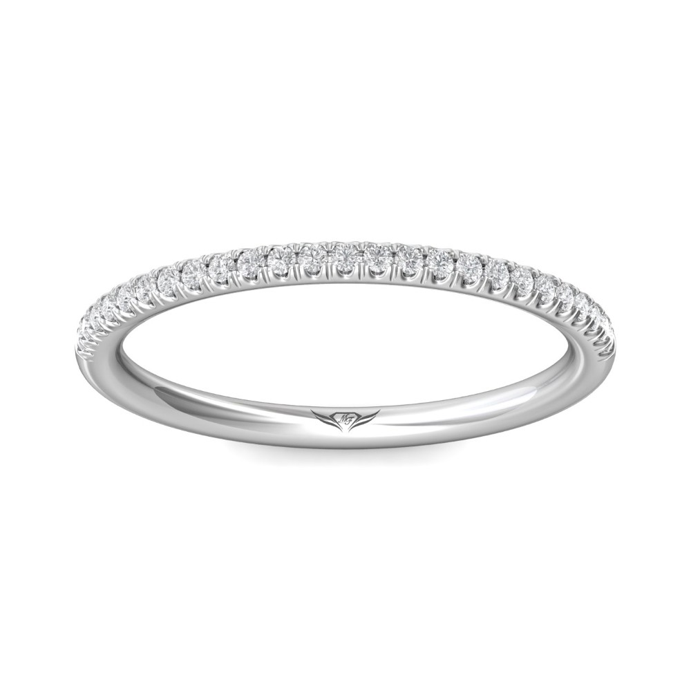 FlyerFit® 14K White Gold Micropave Cutdown Wedding Band