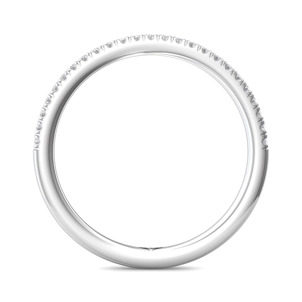FlyerFit® 14K White Gold Micropave Cutdown Wedding Band