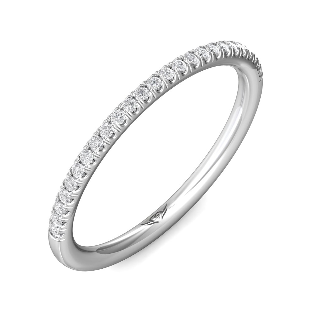FlyerFit® 14K White Gold Micropave Cutdown Wedding Band