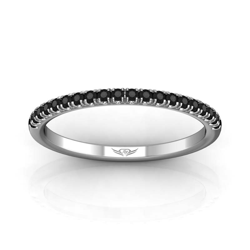 FlyerFit® 14K White Gold Micropave Cutdown Wedding Band