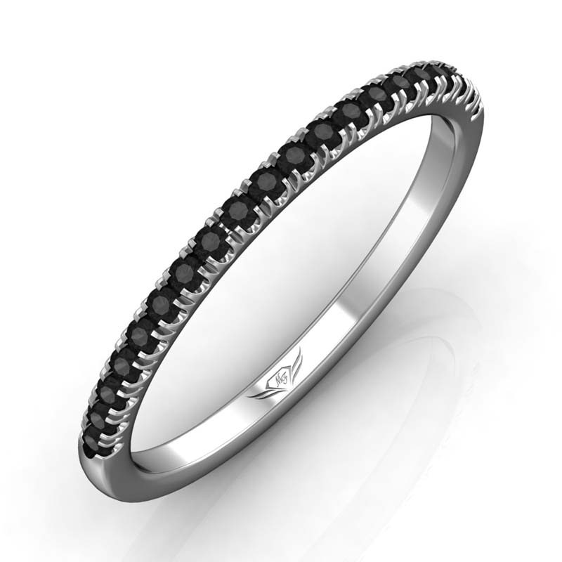 FlyerFit® 14K White Gold Micropave Cutdown Wedding Band