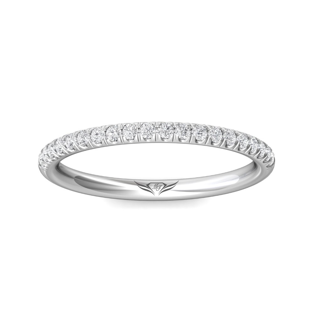 FlyerFit® 14K White Gold Micropave Cutdown Wedding Band
