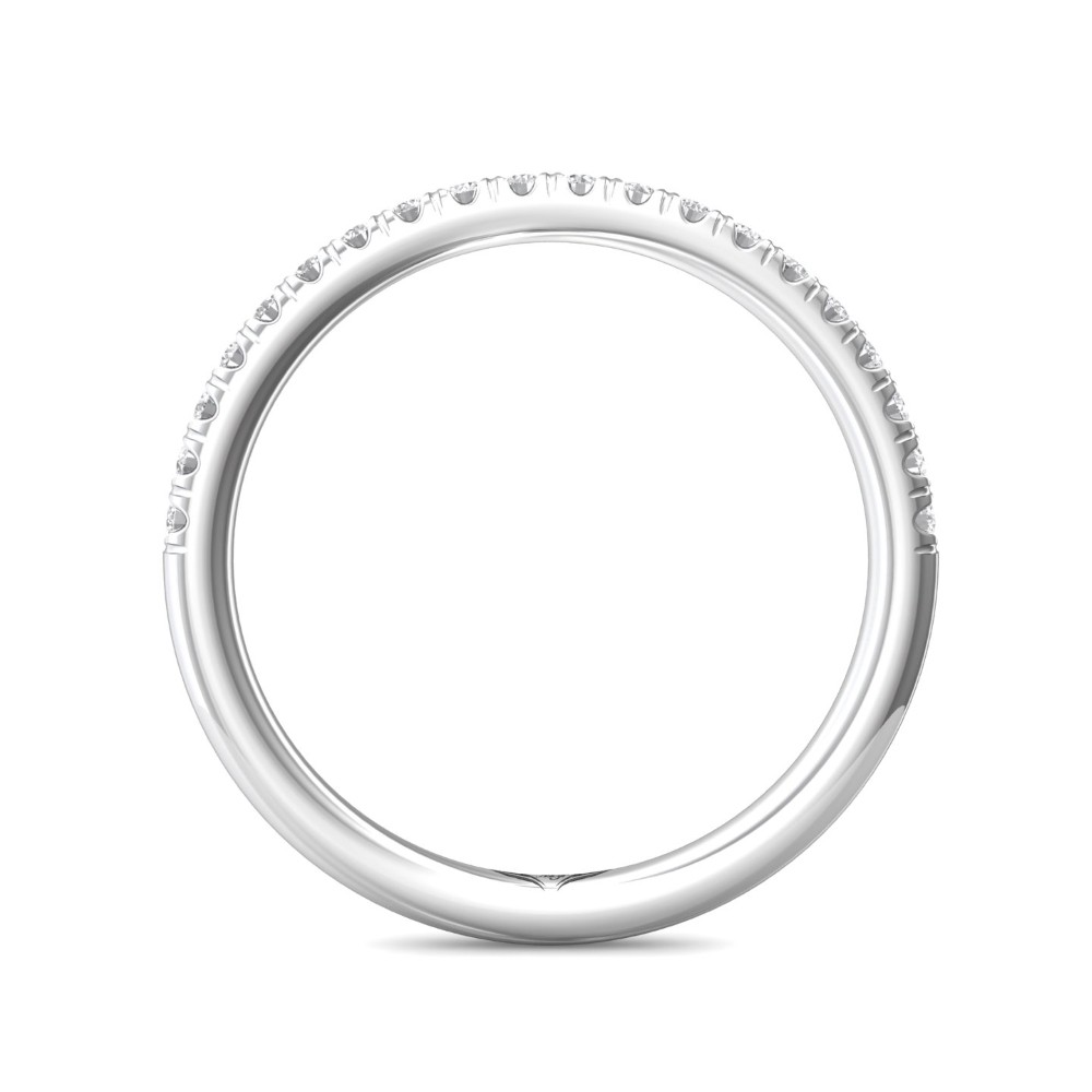 FlyerFit® 14K White Gold Micropave Cutdown Wedding Band
