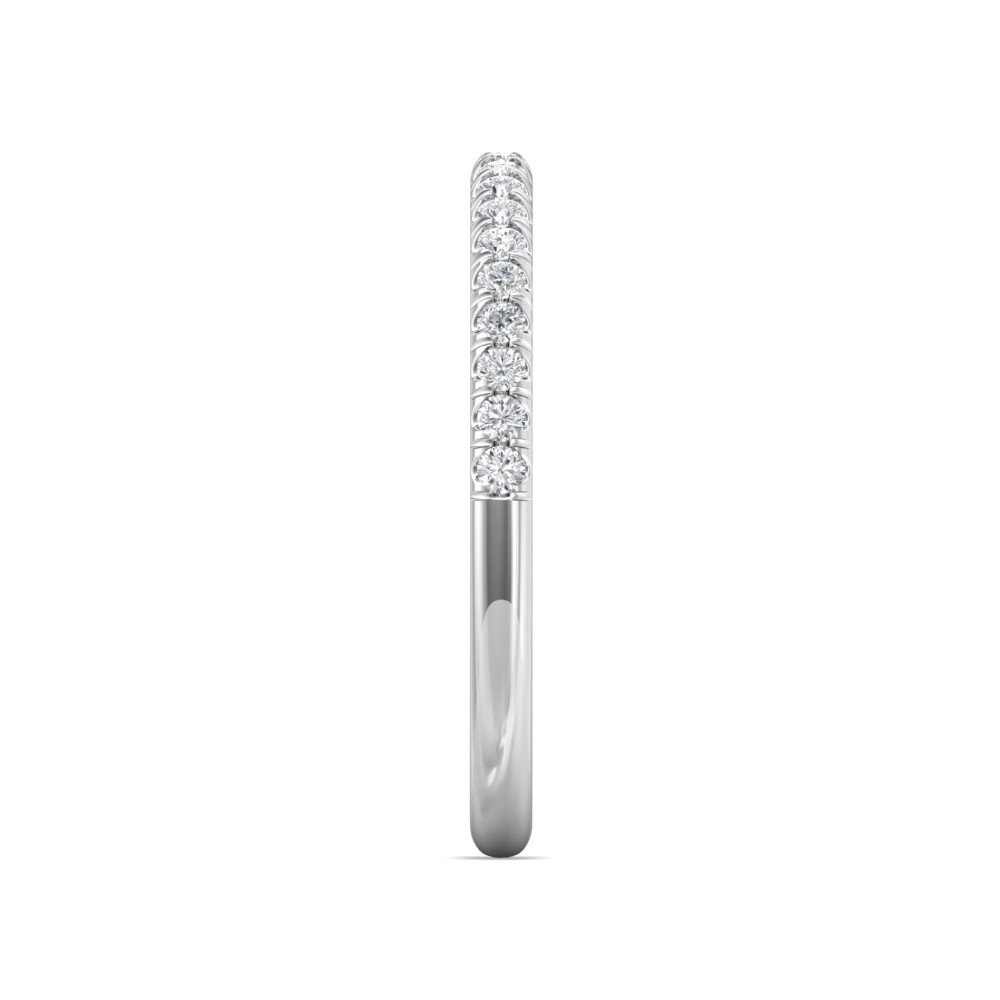 FlyerFit® 14K White Gold Micropave Cutdown Wedding Band