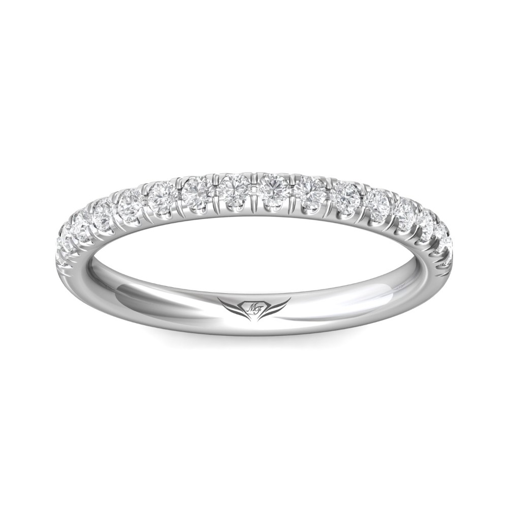 FlyerFit® 14K White Gold Micropave Cutdown Wedding Band