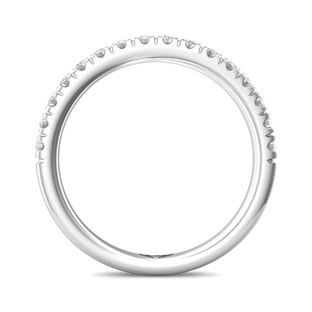 FlyerFit® 14K White Gold Micropave Cutdown Wedding Band