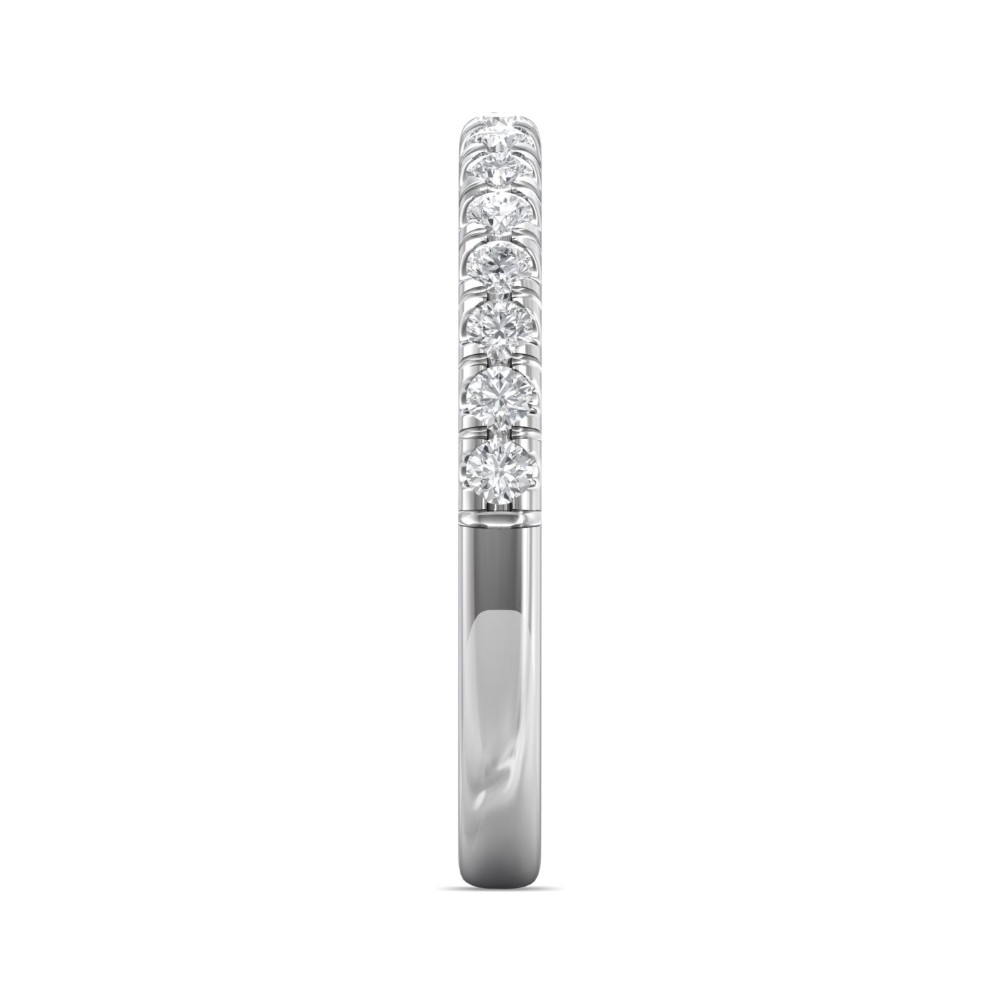 FlyerFit® 14K White Gold Micropave Cutdown Wedding Band