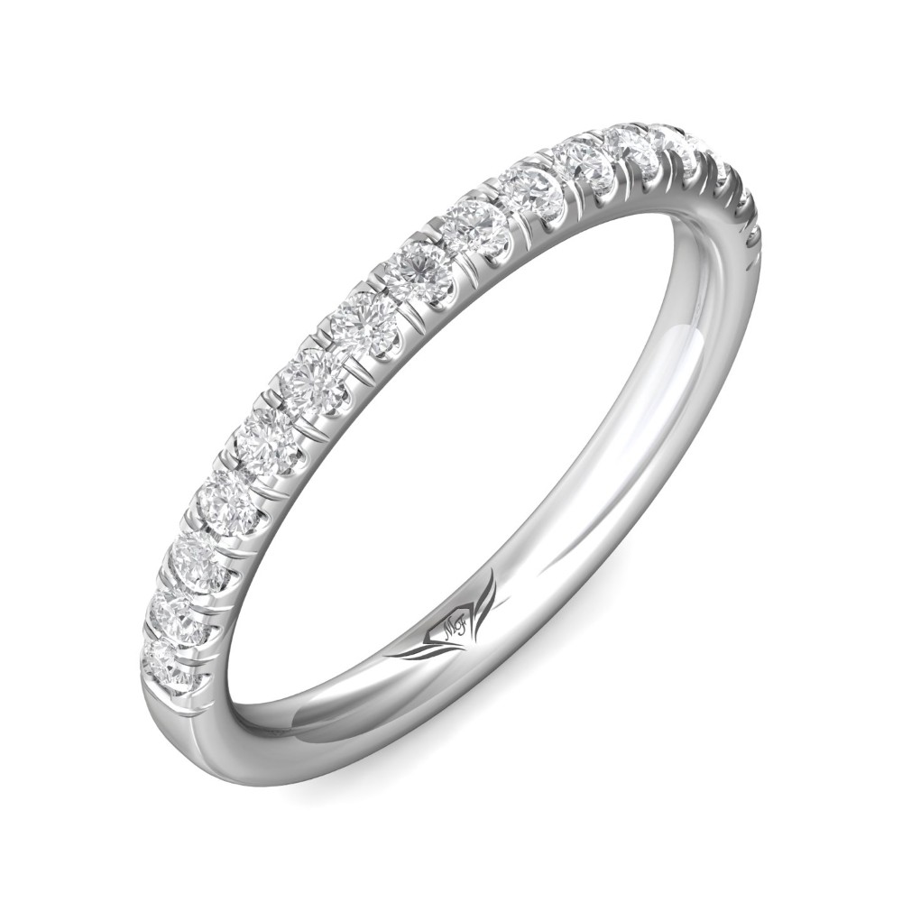 FlyerFit® 14K White Gold Micropave Cutdown Wedding Band