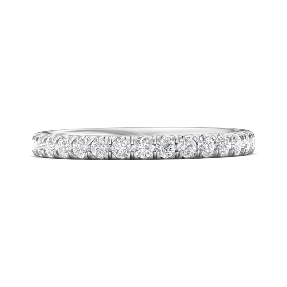 FlyerFit® 14K White Gold Micropave Cutdown Wedding Band