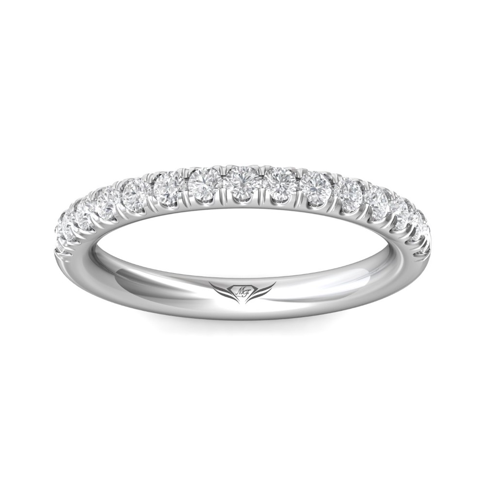 FlyerFit® 14K White Gold Micropave Cutdown Wedding Band