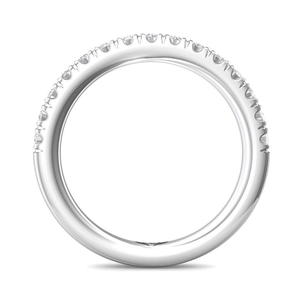 FlyerFit® 14K White Gold Micropave Cutdown Wedding Band