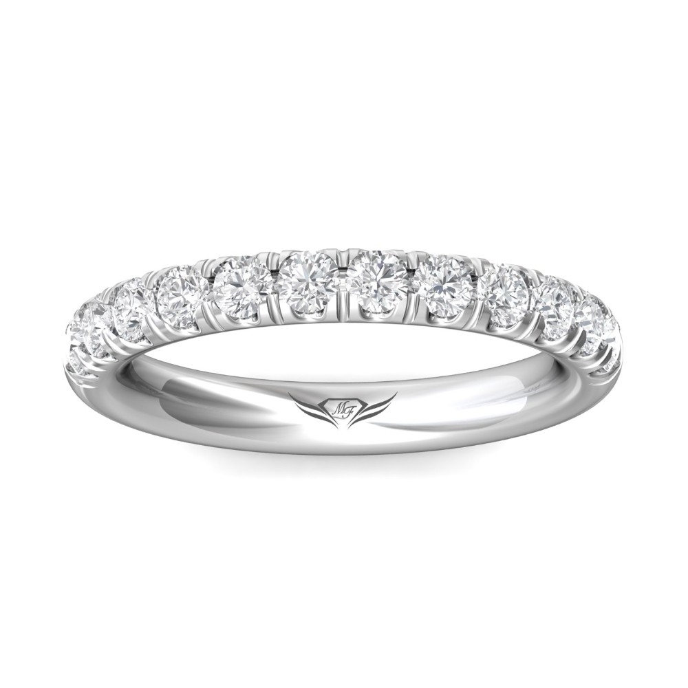 FlyerFit® 14K White Gold Micropave Cutdown Wedding Band