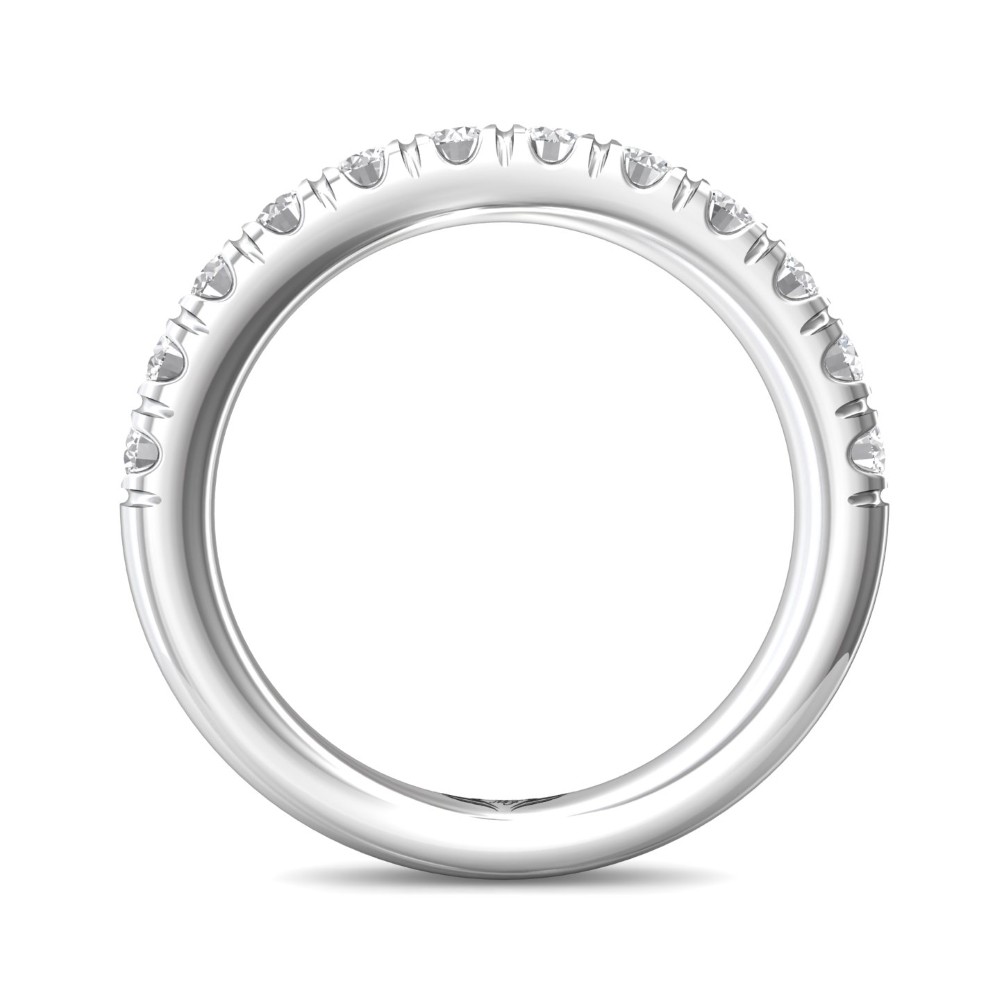 FlyerFit® 14K White Gold Micropave Cutdown Wedding Band