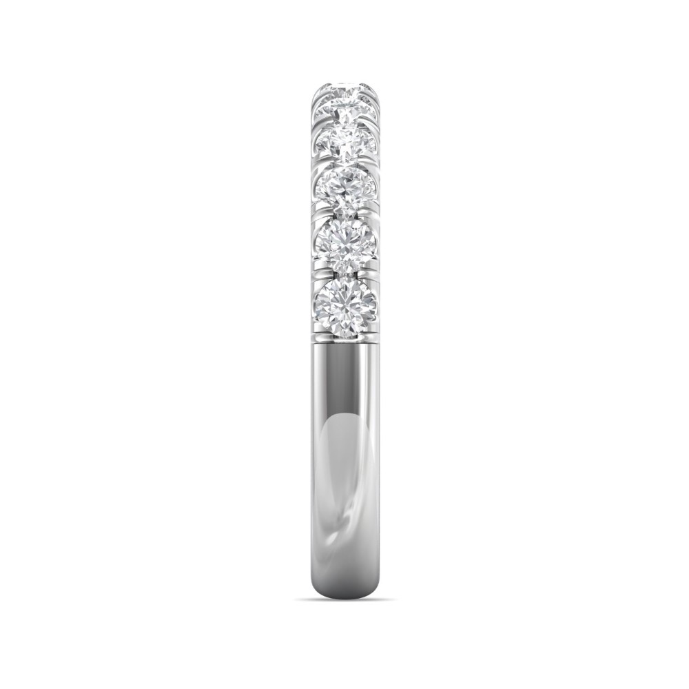 FlyerFit® 14K White Gold Micropave Cutdown Wedding Band