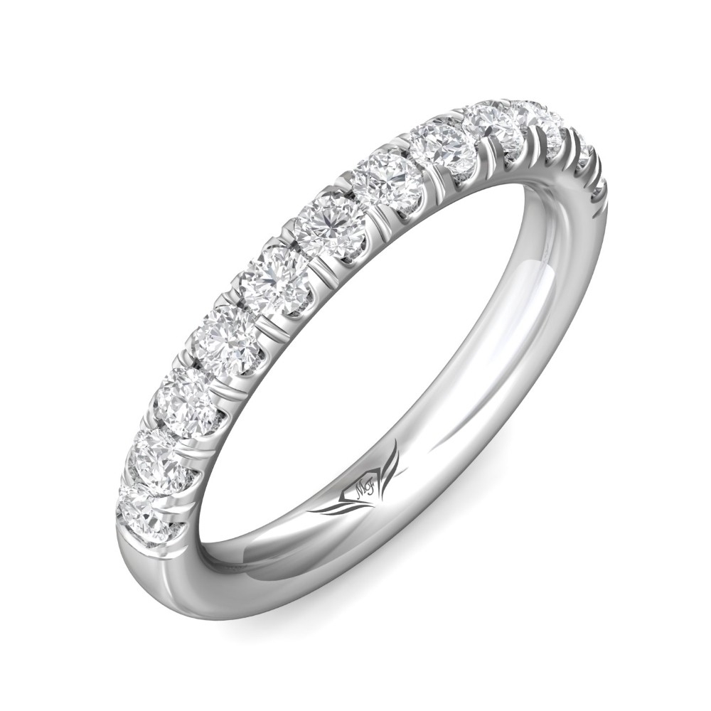 FlyerFit® 14K White Gold Micropave Cutdown Wedding Band