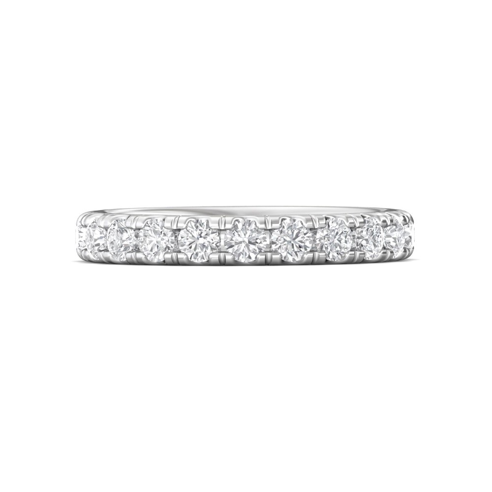 FlyerFit® 14K White Gold Micropave Cutdown Wedding Band