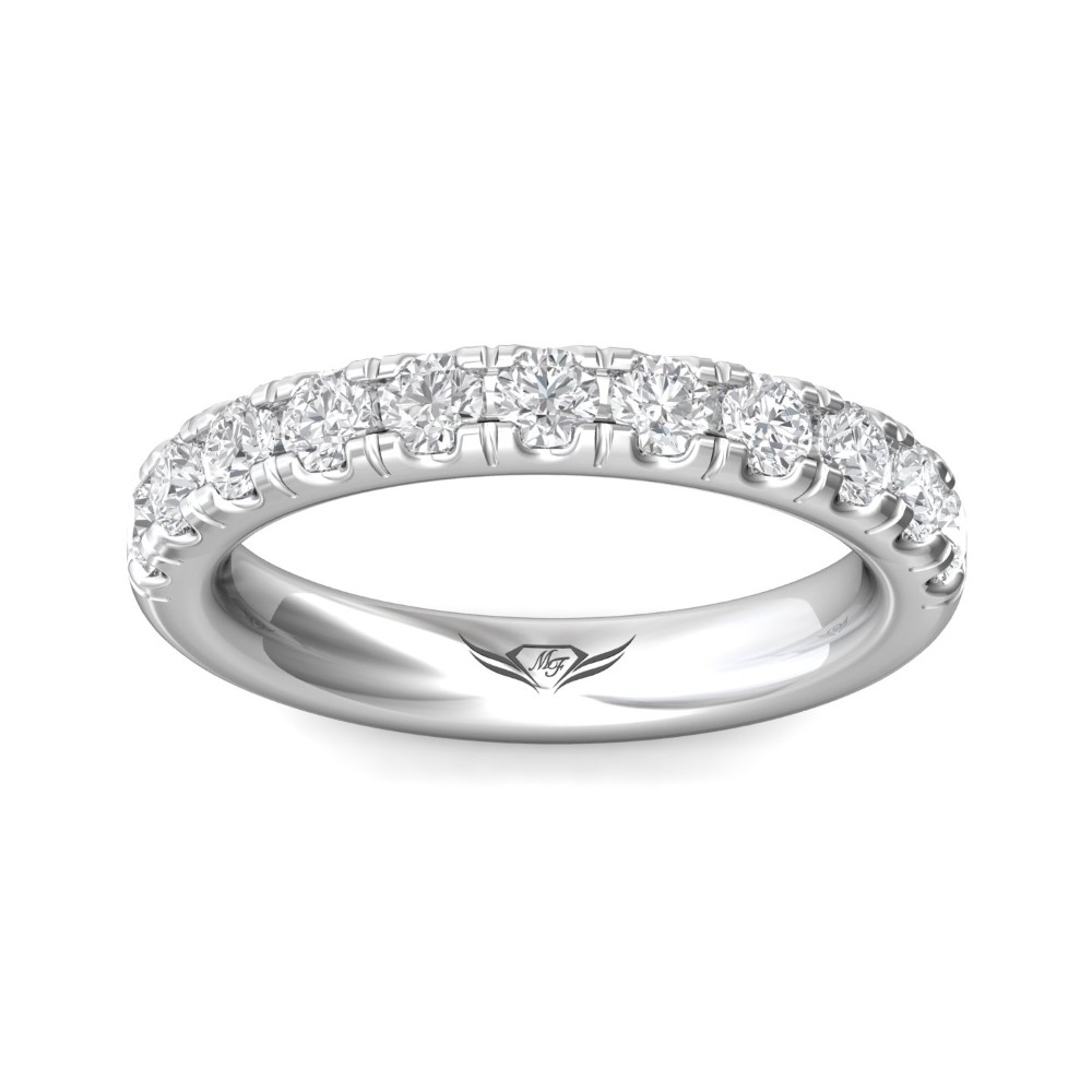 FlyerFit® 14K White Gold Micropave Cutdown Wedding Band